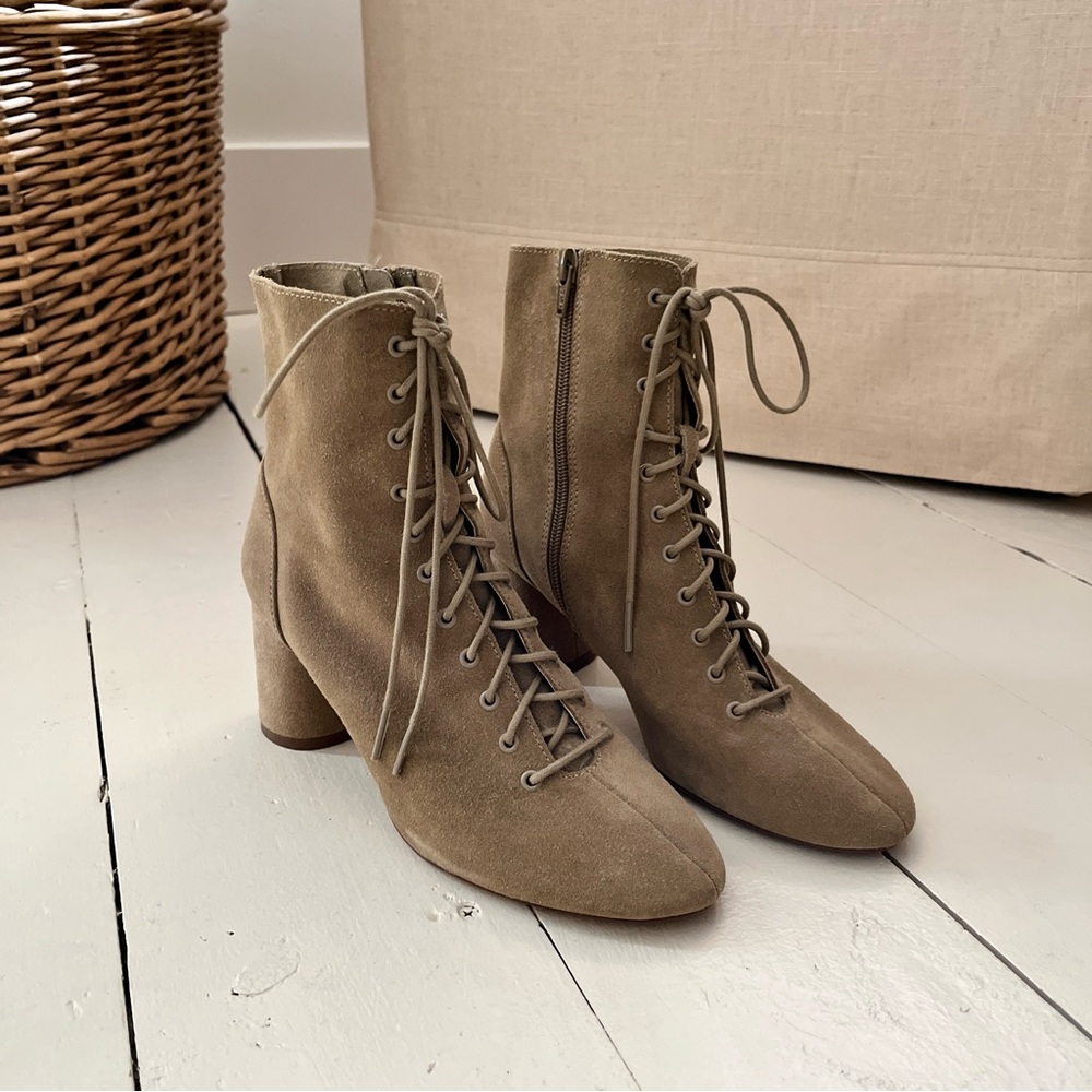 Zara suede heel boots
